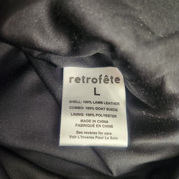 Retrofete Fae Patchwork Skirt Black Lamb Leather Goat Suede Size Large NWT - Picture 8 of 9